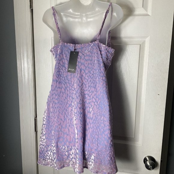 NWT Nasty Gal Animal Print Cowl Neck Mini Slip Dress Pink Purple Velour Size 8 - Picture 2 of 16